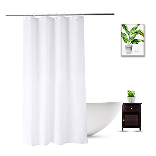 Stall Shower Curtain Liner 48 x 72 Inch, Water Repellent Polyester Bathroom Narrow Fabric Shower Liner for Spa and Hotel Quality, Machine Washable, 48x72 Inch, White - color: White, size: 48"W x 72"L (Pack of 1)
