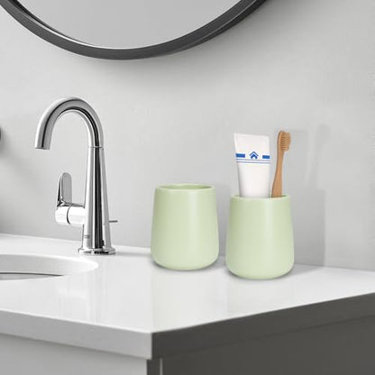 Bathroom Tumbler Cup Ceramic 13.5oz Reusable Toothbrush Cup 400ml,Toothbrush Holder Adequate for Your Bathroom (Green) - color: Green, size: 1pcs