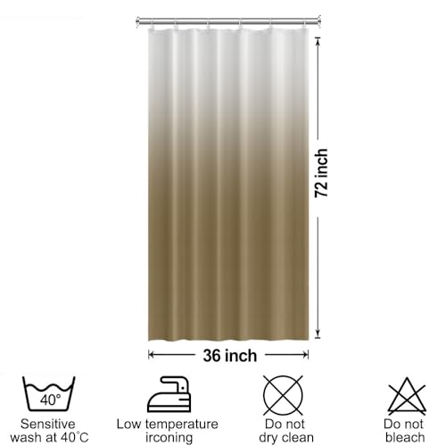 Ombre Brown Stall RV Shower Curtain with Hooks 36x72inches | Machine Washable Waterproof, Modern Solid Boho Gradient, Bathroom Dorm Hotel Room Divider, Easy to Install, Window Curtain - color: Brown, size: 36"W x 72"L (Pack of 1)