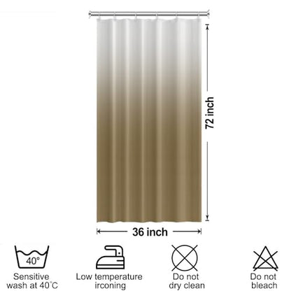Ombre Brown Stall RV Shower Curtain with Hooks 36x72inches | Machine Washable Waterproof, Modern Solid Boho Gradient, Bathroom Dorm Hotel Room Divider, Easy to Install, Window Curtain - color: Brown, size: 36"W x 72"L (Pack of 1)