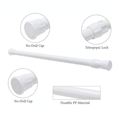 Adjustable Telescopic Tension Shelf for Under Sink Storage, No-Drill PP Plastic Cabinet Organizer Rack, White (1 Pack) - size: 16.14 x 0.51 x 0.51 in