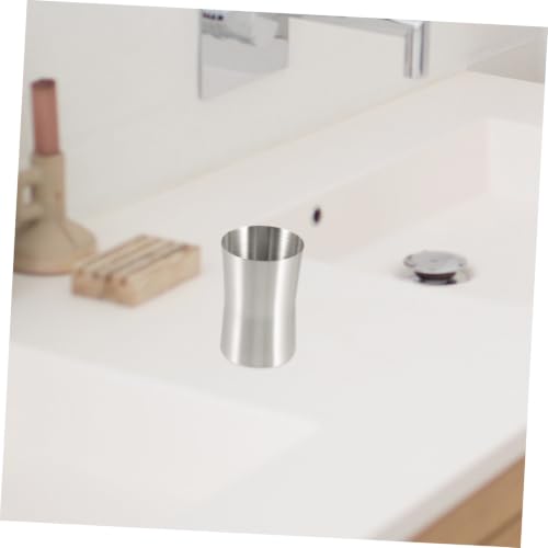 Healifty Portable Stainless Steel Mouthwash Cup with Waist Design Smooth Polished Surface Lightweight Travel Toothbrush Holder and Water Rinse Cup for Bathroom and Camping Use
