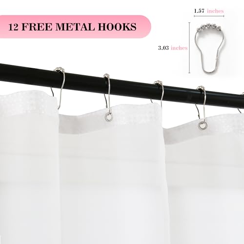 YI & ZE Pink Waffle Weave Shower Curtain with Snap-in Liner, 72W x 72L | Slub Textured Heavy Fabric, Waterproof & Washable, Equipped with 12 Metal Hooks - color: Waffle Pink, size: 72"W x 72"L (Pack of 1)