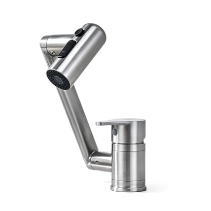 1080°Rotatable Bathroom Vanity Faucet 1 Hole, Height Adjustable Single Handle Sink Faucet Bathroom with 3 Water Outlet Modes - color: Nickel-2