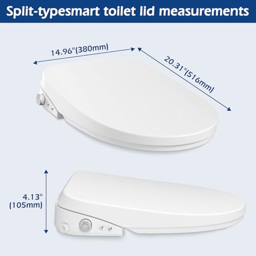 Bidet Toilet Seat Elongated Electric Heated Seat Warm Water Air Dryer | Self-Clean Nozzle, Night Light, Soft Closed Toilet Lid, Feminine & Front Rear Wash, Wireless Remote - color: Cotton White