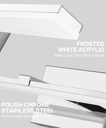 30 inch Chrome Bathroom Vanity Lights Modern Bathroom Wall Lighting Fixtures 22W LED Vanity Light Bar for Bath - color: Chrome- Dimmable, size: 30-inch