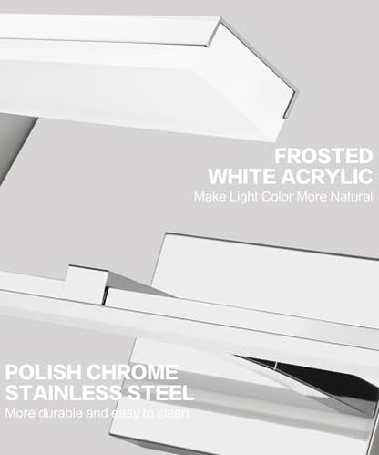 30 inch Chrome Bathroom Vanity Lights Modern Bathroom Wall Lighting Fixtures 22W LED Vanity Light Bar for Bath - color: Chrome- Dimmable, size: 30-inch
