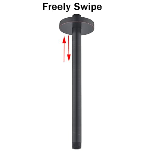 RANDOM Straight Shower Arm with Flange Oil Rubbed Bronze 12 Inches Ceiling Mount Shower Head Extension Arm Ceiling-Mounted For Fixed Shower Head.RD-91038-12-ORB - color: 12″Oil Rubbed Bronze(Round Flange)