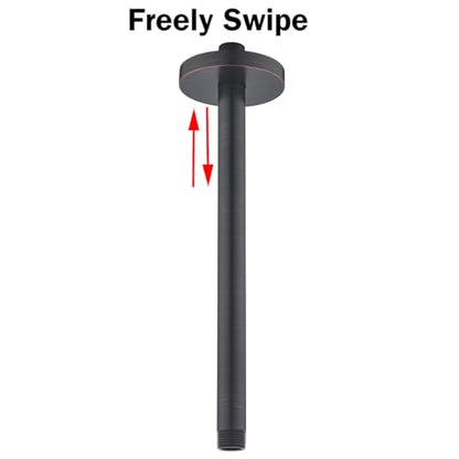 RANDOM Straight Shower Arm with Flange Oil Rubbed Bronze 12 Inches Ceiling Mount Shower Head Extension Arm Ceiling-Mounted For Fixed Shower Head.RD-91038-12-ORB - color: 12″Oil Rubbed Bronze(Round Flange)