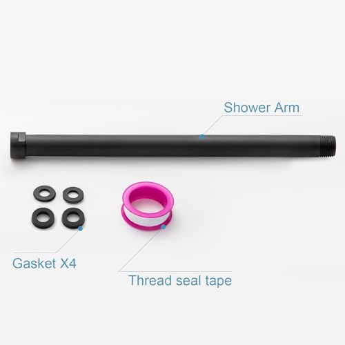 OFFO Shower Head Extension Arm, 12 in Shower Arm Extension Shower Head Extender Made of 304 Stainless Steel Shower Pipe Extension, Matte Black - color: Matte Black, style: 12 in