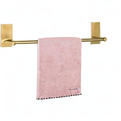 NearMoon Self Adhesive Bathroom Towel Bar- Stainless Steel Bath Wall Shelf Rack Hanging Towel Stick On Sticky Hanger Contemporary Style, NO Drilling (1 Pack, Brushed Gold, 16-Inch Towel Rack) - color: Brushed Gold, size: 16-Inch