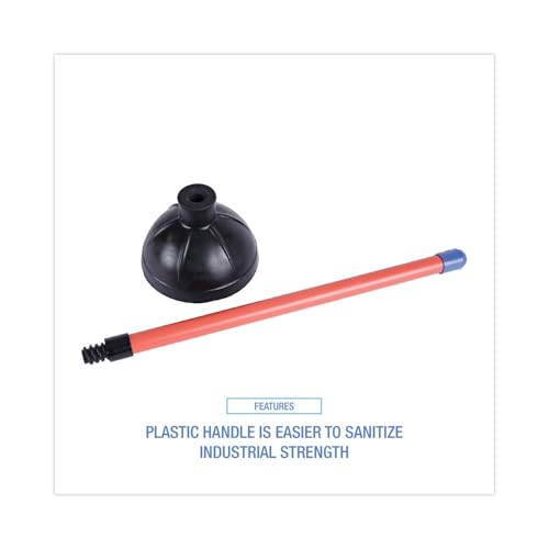 Boardwalk BWK09201EA 18 in. Plastic Handle Toilet Plunger for 5-5/8 in. Bowls - Red/Black