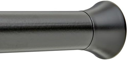 Amazon Basics No Drilling Spring Tension Curtain Rod, Adjustable 78-108" Width, Classic Finial, Black - color: Black, size: 78-108"