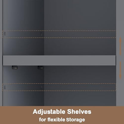ChooChoo Narrow Bathroom Storage Cabinet with Adjustable Shelves and Drawer | Tall Slim Storage Cabinet, Freestanding Cupboard for Small Spaces, Grey