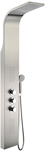 ANZZI Shower Panel Tower System, Arc 64'' Long Turbo High Pressure Shower | 64 Head Detachable Handheld Spray Rainfall In Brushed, Includes One 1 Full Body One 1 Heavy Rain Thermal - color: Stainless Steel, style: 2 Jets