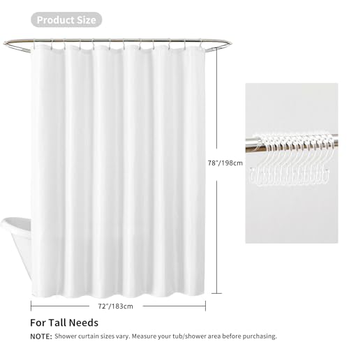 QiyI 3 in 1 Waffle Shower Curtain Set with Liner, White, 72 x 78 | Shower Curtain and Liner Set with Hooks, Waterproof Bathroom Curtain with PEVA Liner & 12 Double Sided Clear Plastic Rings - color: White, size: 72"W x 78"L (Pack of 1)