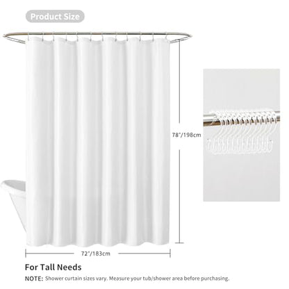 QiyI 3 in 1 Waffle Shower Curtain Set with Liner, White, 72 x 78 | Shower Curtain and Liner Set with Hooks, Waterproof Bathroom Curtain with PEVA Liner & 12 Double Sided Clear Plastic Rings - color: White, size: 72"W x 78"L (Pack of 1)