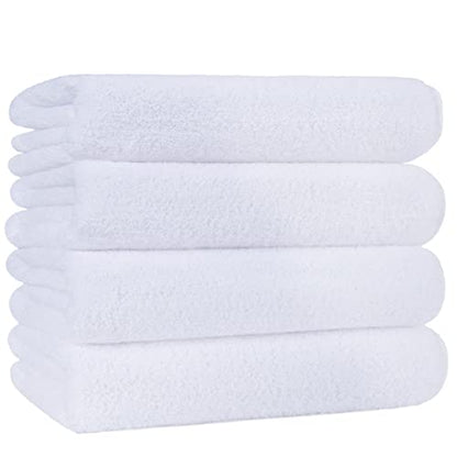 POLYTE 330 GSM Poly Blend Microfiber Quick Dry Bath Towel, 30x57 in, 4 Pack | Oversize, Lint Free, Lightweight, Body Towel - color: White