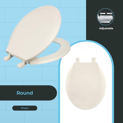 Centoco Round Toilet Seat, Light Weight Residential, Biscuit | Scratch-Resistant Plastic Finish, Fits Kohler/American Standard/TOTO, Made in the USA, DSAMAZ12-416 - color: Biscuit, size: Round