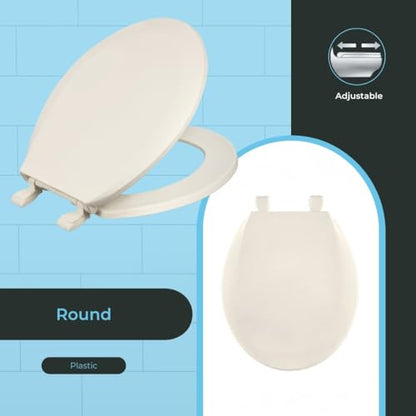 Centoco Round Toilet Seat, Light Weight Residential, Biscuit | Scratch-Resistant Plastic Finish, Fits Kohler/American Standard/TOTO, Made in the USA, DSAMAZ12-416 - color: Biscuit, size: Round