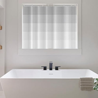 Boho White Gray Striped Small Bathroom Window Curtain 48" Wx48 L | Black Bohemian Geometric, Polyester Waterproof, Machine Washable, Kitchen Dishwasher Cabinet , Easy to Install with 8 Hooks - color: Grey, size: 48"W x 48"L (Pack of 1)