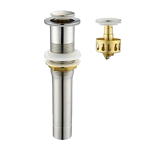 Pop up Sink Drain Stopper for Bathroom Vessel Vanity Sink Art Basin Brushed Nickel, Small Cap Without Overflow, Metal Pop-up Drain Strainer with Detachable Basket Stopper | Pop Up Drain, Made of Metal, Small Cap, with Detachable Basket Stopper, Drain Fast