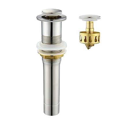 Pop up Sink Drain Stopper for Bathroom Vessel Vanity Sink Art Basin Brushed Nickel, Small Cap Without Overflow, Metal Pop-up Drain Strainer with Detachable Basket Stopper | Pop Up Drain, Made of Metal, Small Cap, with Detachable Basket Stopper, Drain Fast