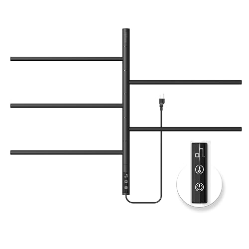 Z&Zhanle Heated Towel Racks for Bathroom - Warmers Rotating Electric Warmer with Built - in Timer, Hard-Wired/Plug-in,Whitek (Black) - color: Black
