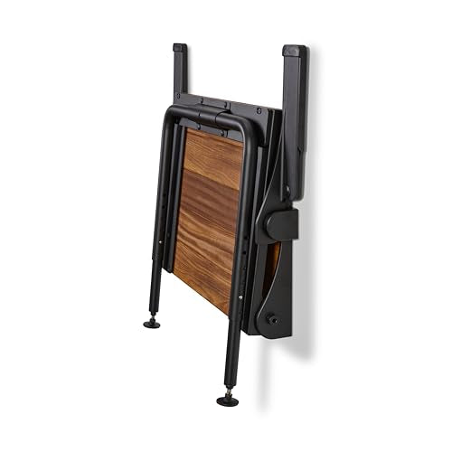 Silhouette Comfort Plus Folding Shower Seat with Armrests & Legs – Heavy-Duty Wall-Mounted Shower Bench, Teak Wood Seat with Black Frame - color: Black Frame, size: 18.73" x 15.25", style: Teak Wood
