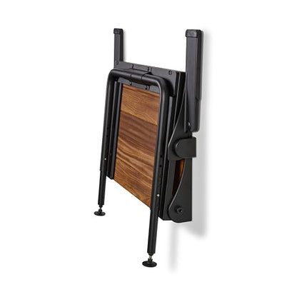 Silhouette Comfort Plus Folding Shower Seat with Armrests & Legs – Heavy-Duty Wall-Mounted Shower Bench, Teak Wood Seat with Black Frame - color: Black Frame, size: 18.73" x 15.25", style: Teak Wood