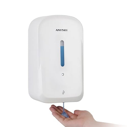 anydry Commercial Automatic Soap Dispenser 34oz Large Capacity Wall-Mounted | Touchless Liquid Dispenser, Five-Level Adjustment, Ideal for High-Traffic Bathroom, Restroom, Durable Wall-Mount Installation - color: White