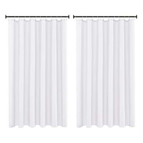 Biscaynebay Fabric Shower Curtain Liner 72x72 Inch-2 Pack White Waterproof Bathroom Curtains-Hotel Quality Soft Soild Polyester Standard Size Shower Liners Machine Washable