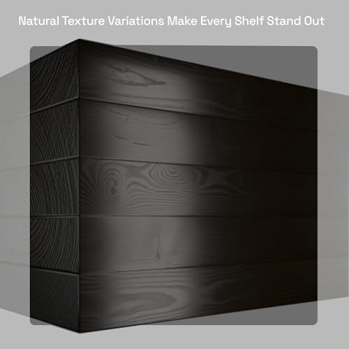 Solid Wood Floating Shelves for Wall 24 inch Black, Wooden Bathroom Shelf | Real Wood, Wall Mounted, Heavy Duty, Bedroom Kitchen Living Room, Black Finish, 24W x 6.7D, Set of 2 - color: Black, size: 24 Inch