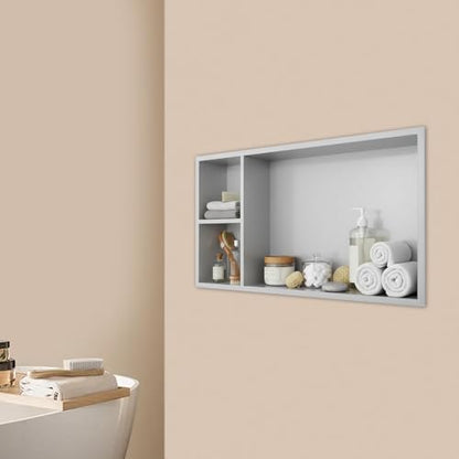 Stainless Steel Shower Niche 24" X 12", No Tile Needed Shower Niche with Shelf, Recessed Wall Niches Insert, Horizontal Bathroom Storage Niches for Bathroom Kitchen Living Room (Silver)