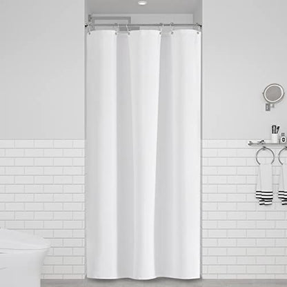 Stall Linen Textured Waterproof Cloth Shower Curtain Set, 36x72, White | Small Size, 230GSM Polyester, Heavy Duty Fabric, Weighted Hem, 6 Plastic Hooks, Modern Luxury Hotel Style, Machine Washable - color: White, size: 36"W x 72"L (Pack of 1)