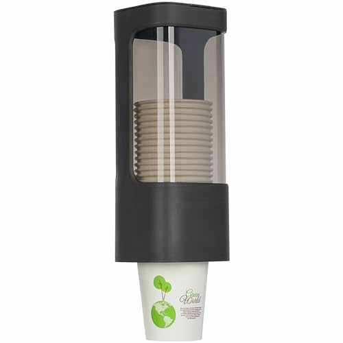 Cup Dispenser, Water Cooler Cup Dispenser for 3oz-5oz Disposable Cups-Black | Bathroom Cup Holder, Plastic Paper Cup Dispenser with Adhesive/Screw Mount for Office, Hospital, Bathroom - color: Black