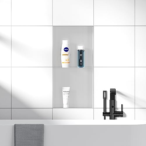 Qeke Stainless Steel Shower Niche 12" X 24" w/Double Shelves, Brushed Nickel - color: Brushed Nickel, size: 12"W X 24"H