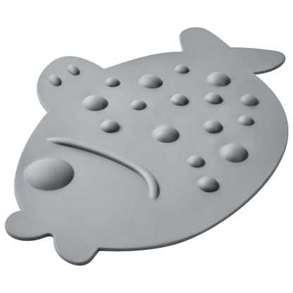 ZHICHENG Non-Slip Bathtub Mat for Kids - Soft Baby Cute Fish Shape Shower mat with Strong Suction Cups for Bathroom (Grey) - color: Grey