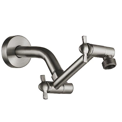Shower Extension Arm, Height & Angle Adjustable Shower Extender with Unique Locking Gear for Perfect Position, 5 Inch Anti-Leak Adjustable Shower Arm (5 Inch, Brushed Nickel) - color: Brushed Nickel, size: 5 Inch