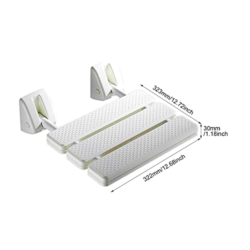 Pilarmuture Folding Shower Seat Wall Mounted,ABS Durable Slip Proof Shower Seat for Inside Shower,Bathroom Stool Chair,Save Space,Fold Down Shower Seat Shower Chair for Elderly,Pregnant(White)