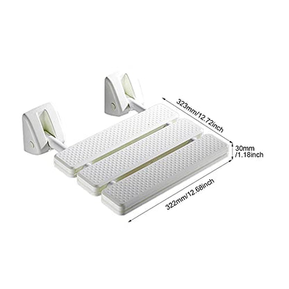 Pilarmuture Folding Shower Seat Wall Mounted,ABS Durable Slip Proof Shower Seat for Inside Shower,Bathroom Stool Chair,Save Space,Fold Down Shower Seat Shower Chair for Elderly,Pregnant(White)