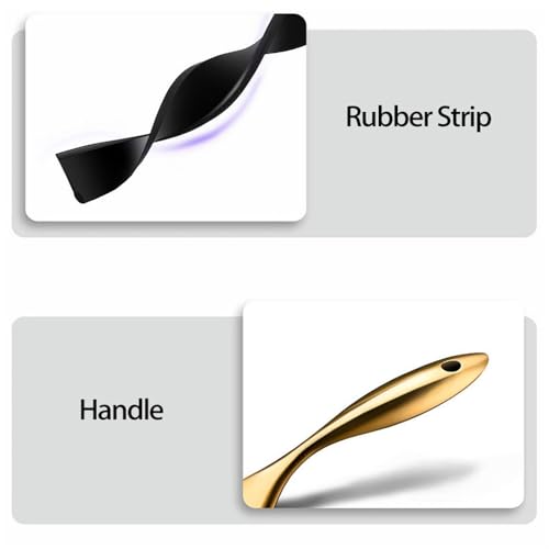 Gold Stainless Steel Shower Squeegee Window Glass Wiper Silicone Scraper Cleaner Brush Self Adhesive Hook for Kitchen Bathroom,Gold,12inch - size: 12inch