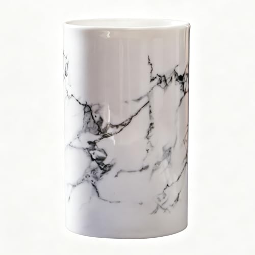 Kelake Ceramic Rustic Marble Bathroom Tumbler Cup for Mouthwash Rinsing Toothbrush and Toothpaste Holder Stand Cups - 280 ml Porcelain Milk Drinking Cups for Christmas Birthday | Rustic Porcelain Finish, Multi-Purpose, Mouthwash Rinsing, Drinking Cup, Ide