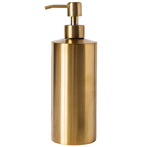 Brass Round Stainless Steel Soap Dispenser, 15 oz - color: Brass