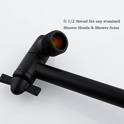 10 Inch Matte Black Shower Arm, Easy to Install, Durable Solid Brass Black Shower Head Extension Arm with Lock Joints - color: Matte Black, size: 10 Inch