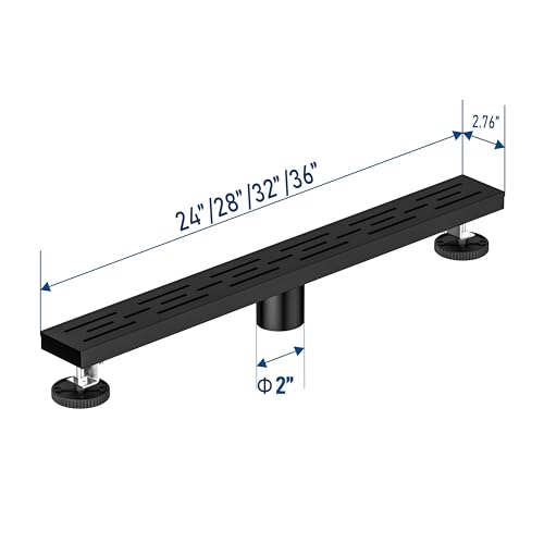 Neodrain 24-Inch Matte Black Linear Shower Drain with Brick Pattern Grate | 304 Stainless Steel,Durable Bathroom Floor Drain,Rectangle Linear Drain with Hair Strainer & Adjustable Feet,CUPC certified - color: Matte Black, size: 24 In