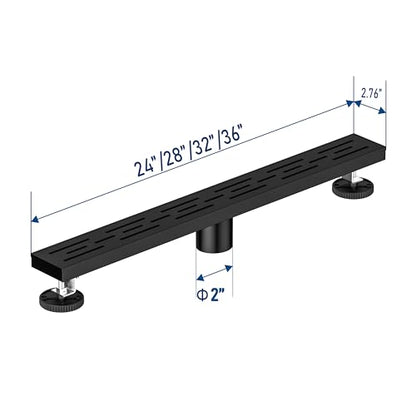 Neodrain 24-Inch Matte Black Linear Shower Drain with Brick Pattern Grate | 304 Stainless Steel,Durable Bathroom Floor Drain,Rectangle Linear Drain with Hair Strainer & Adjustable Feet,CUPC certified - color: Matte Black, size: 24 In