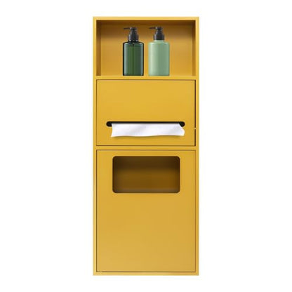Recessed Stainless Steel Toilet Paper Holder, In-Wall Waterproof Bathroom Organizer with Trash Bin, Toilet Paper Toiletries Storage Rack 10.5 x 27 x 5.3 inches (Gold) - color: Gold