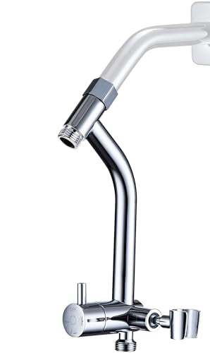 G-Promise All Metal Shower Diverter with Low Handheld Holder (Chrome) | 6 Inch Downward-Extend Bracket for All Heights, 4 Spray Modes with Pause Mode, Anti-Leak, Easy Install, Universal Replacement - color: Chrome, size: Lower 6 Inch