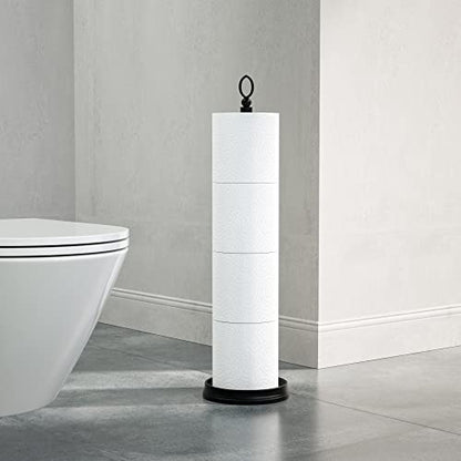 ROLABAM Toilet Paper Holder Stand with Reserve Function, Free Standing Toilet Paper Holder for Bathroom, Space Toilet 4 Rolls Toilet Paper Storage 22.5" Height (2 Pack, Matte Black) - color: Matte Black-2pcs